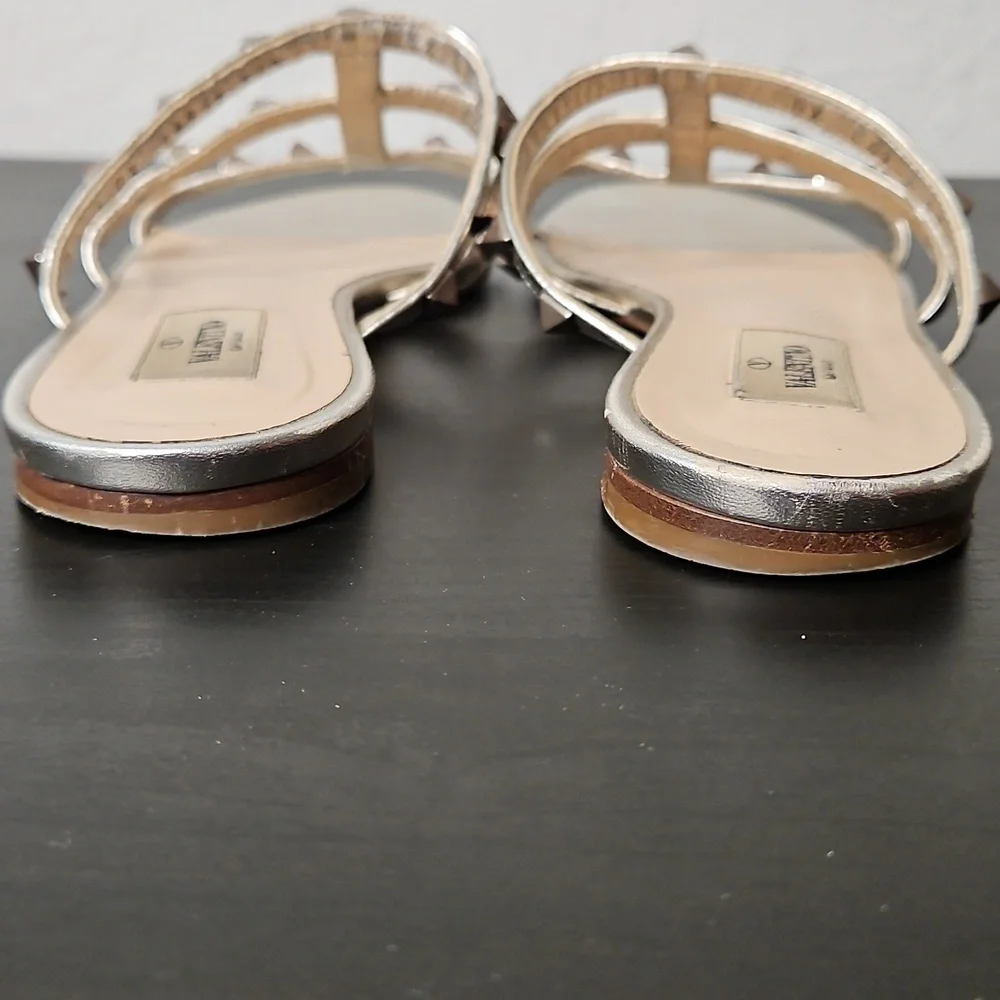 Valentino Garavani Rockstud Slide Sandals, Size 37 1/2 (7.5)